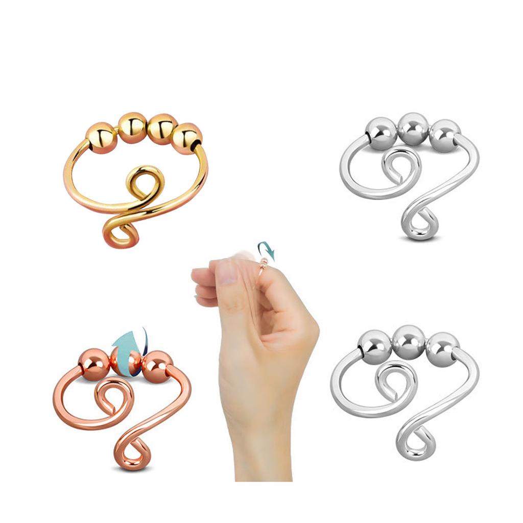 Größenveränderbarer Anti-Angst-Ring mit Perlen Drehbare Ringe Trendy Schmuck