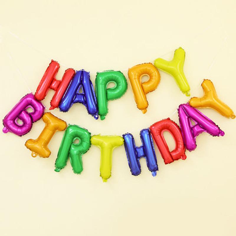 16 inch Happy Birthday Letter Set Happy Birthday Aluminum Film Balloon Pendant Aluminum Foil Ball Celebration