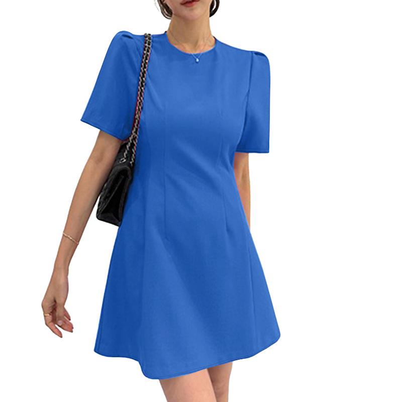 

ZANZEA Womens Round Neck Short Sleeve Simple Casual Dress 4XL