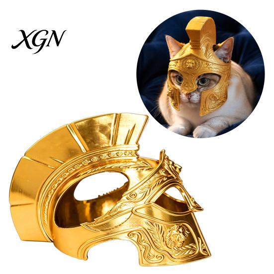 Roman Centurion Cat Costume Helmet, 3D Printed Warrior Mask, for Halloween Funny Cosplay Mask Pet Party Accessories Outfit