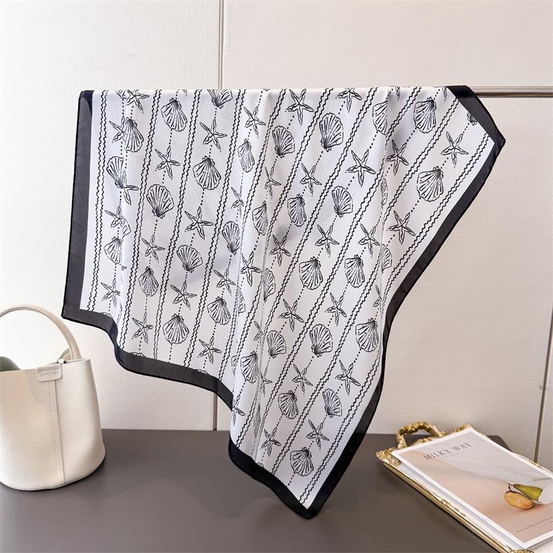 

Women s Vintage Versatile Soft Satin Scarf Floral Print Hairband Spring Autumn Small Square Scarf for Tying Hair And Bags 70x70cm