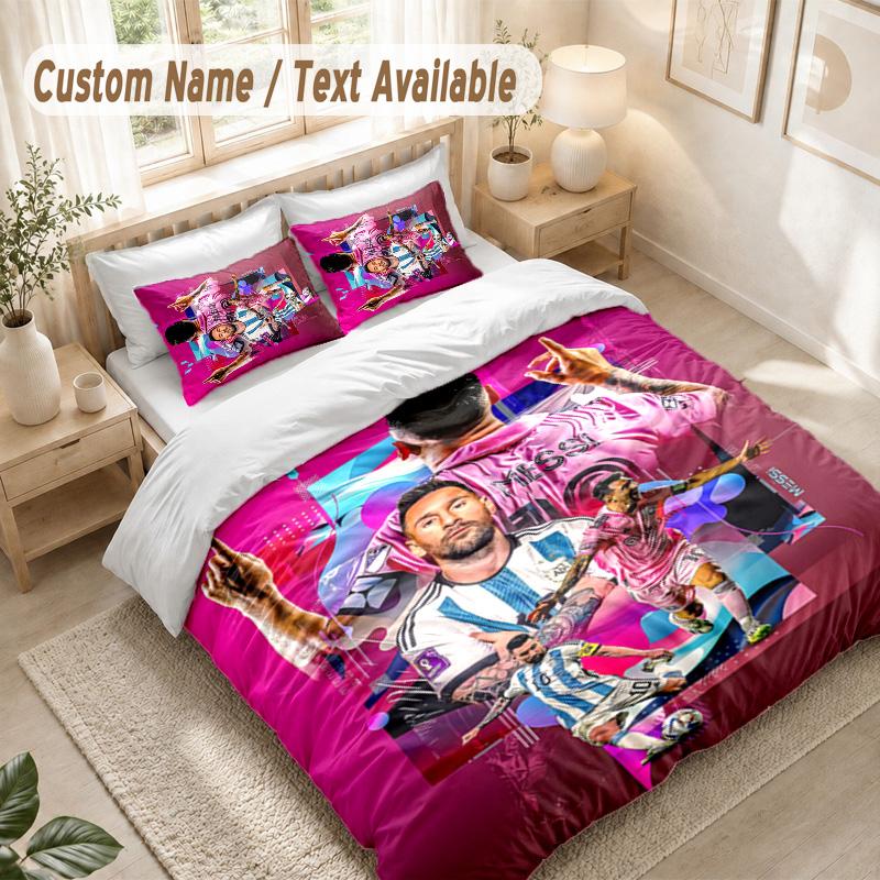Messi Bedding Set, 1 Duvet Cover & 2 Pillowcases Soft Comfortable Bedroom Home Textile Decor