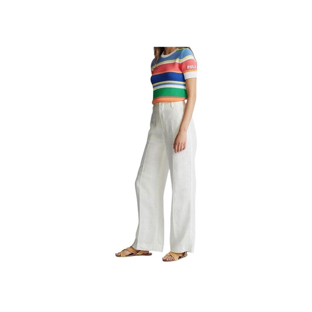 Polo Ralph Lauren Letter Logo Striped Short Sleeve Knit Top Women Tops 211792406-001