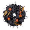 20 Inches Halloween Wreath for Front Door Black Eucalyptus Wreath with Artificial Pumpkin Feather for Indoor Outdoor Wall Window Porch Patio Decor