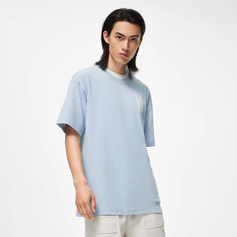 Li-Ning SS23 Inspired Prints Loose Round Neck T-Shirt Men Tops Sky-Blue AHST203-2