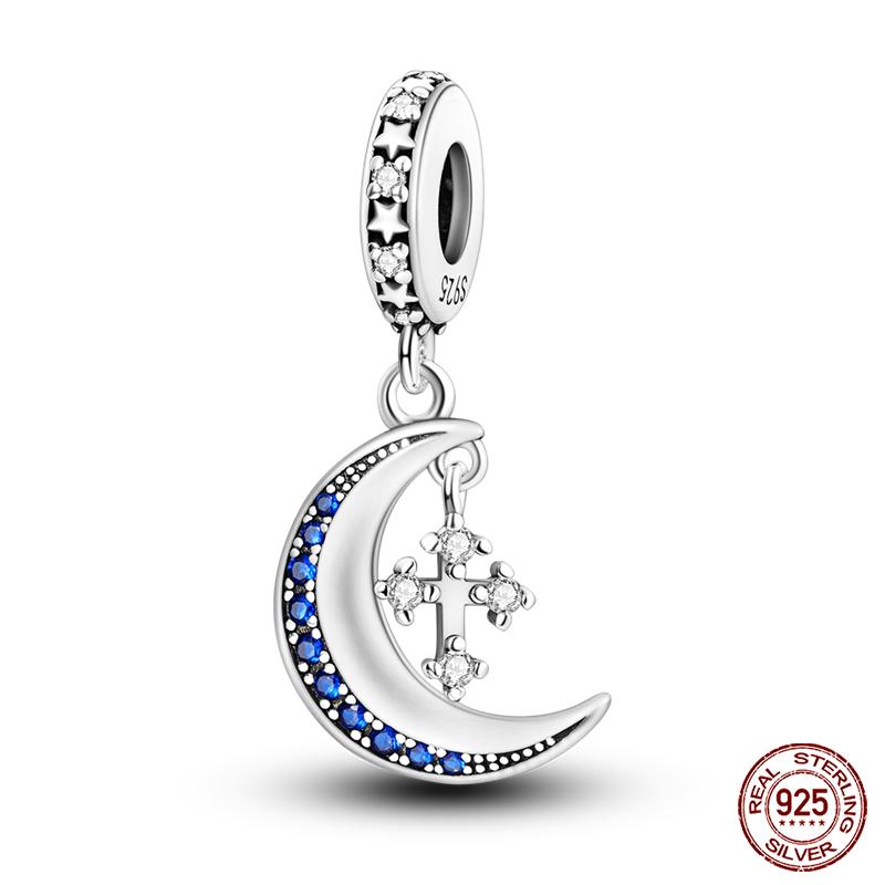 Fashion Copper Sparkling Zircon Star Moon Series Charms Beads Fit Qikaola Original Bracelets Diy Birthday Jewelry