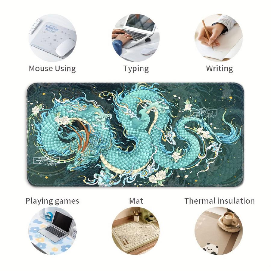 Overlock Mouse Pad Desk Accessories Computer Laptop Pad Game Console Pad Office Pad Keyboard Mouse Pad Cool Dragon