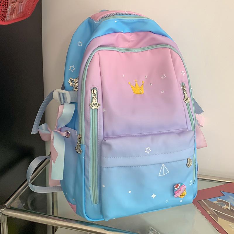 

Детский рюкзак для учеников начальной школы, градиентного цвета, для девочек, для учеников средней школы, для учеников старшей школы, школьная сумка