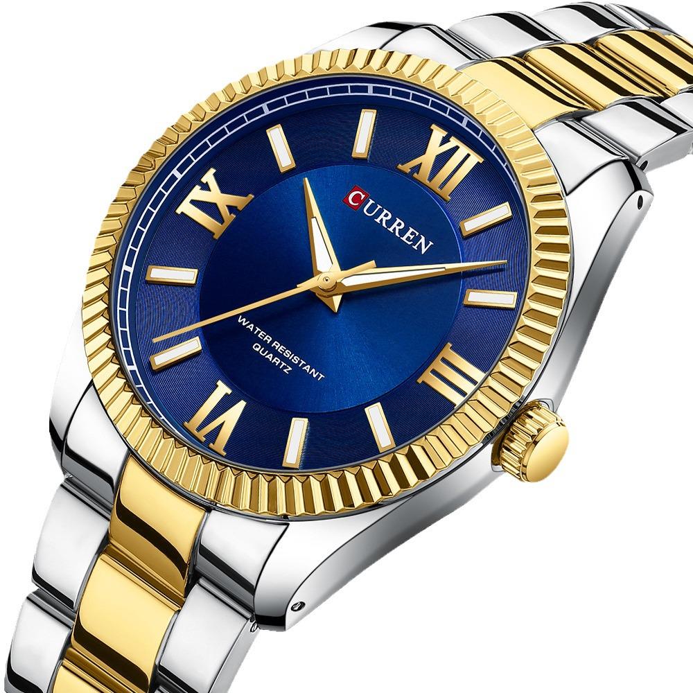 Men's CURREN 8453 Luminous Quartz Watch with Roman Numerals & Steel Band - Waterproof & Casual.