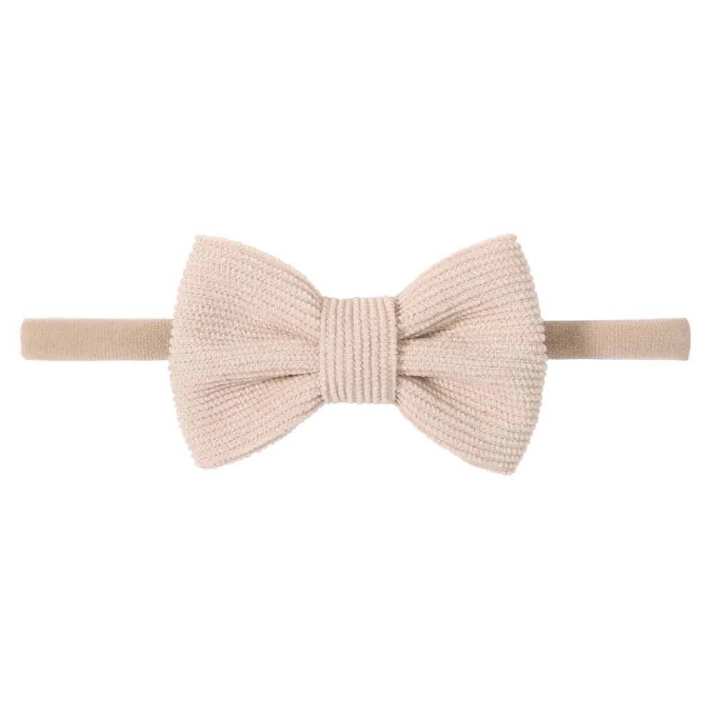 Solid Color Kids Bows Headband for Baby Girl Cute Handmade Knitted Bowknot Children Hair Ties Headwear Hair Accessory