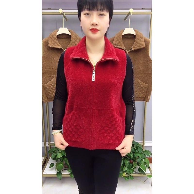 Modische und vielseitige Damenweste aus hochelastischem Nerzsamt mit Reißverschluss für Herbst und Winter