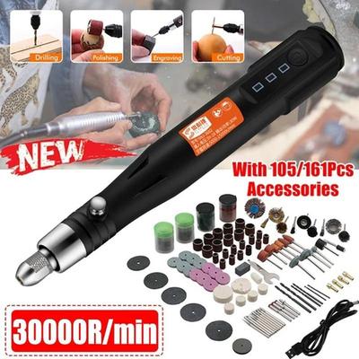 Kendin Yap Kiti 30000RPM El Tipi USB Elektrikli Öğütücü Ucu Oyma Kalemi Polisaj Makinesi 161 Parça/105 Parça Döner Aksesuar ile