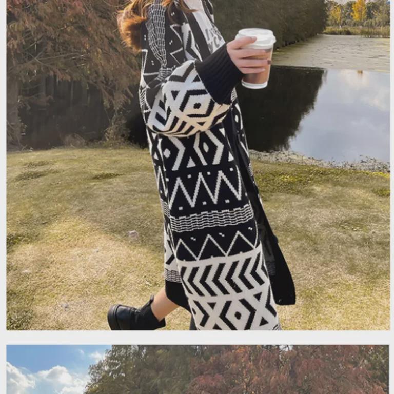 Gemütliche Strickjacke: Damen Midilanger, Lockerer, Überknie-Pullover für Frühfrühling & Herbst 2024