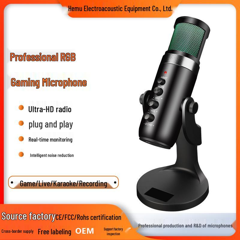 Colorful USB Condenser Microphone for Live Streaming, Recording, Gaming, and Online Meetings