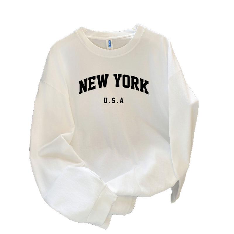 Damen Casual New York City Logo Langarm-T-Shirt