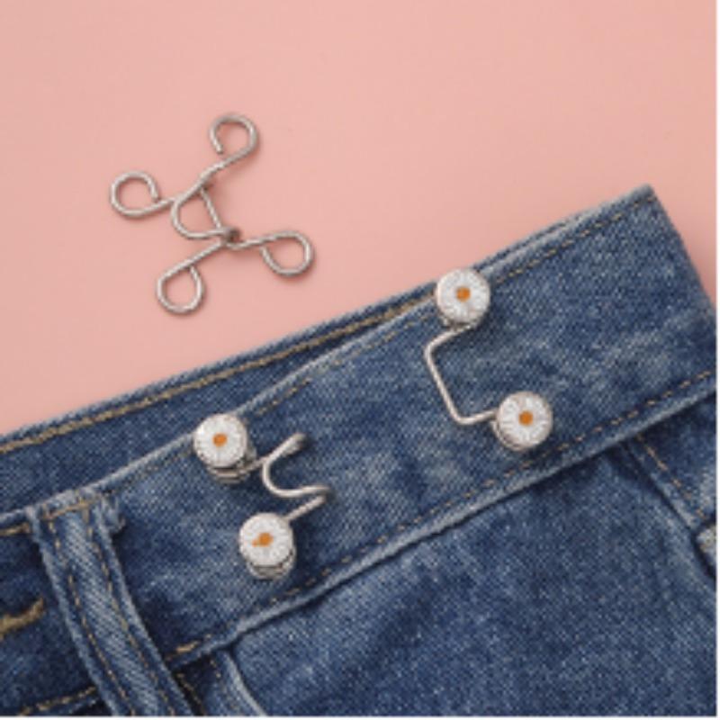 1 Set Nail-free Metal Jeans Button Snaps Detachable Pants Clips Buttons Pins DIY Waist Tightener Clothing Buckles Sewing Tools