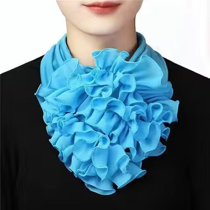 Solid Color Neck Collar Ruffles Fake Collar Elegant Women Casual Neckerchief Detachable Neck Gaiter Warm Scarf Free Size Fashion