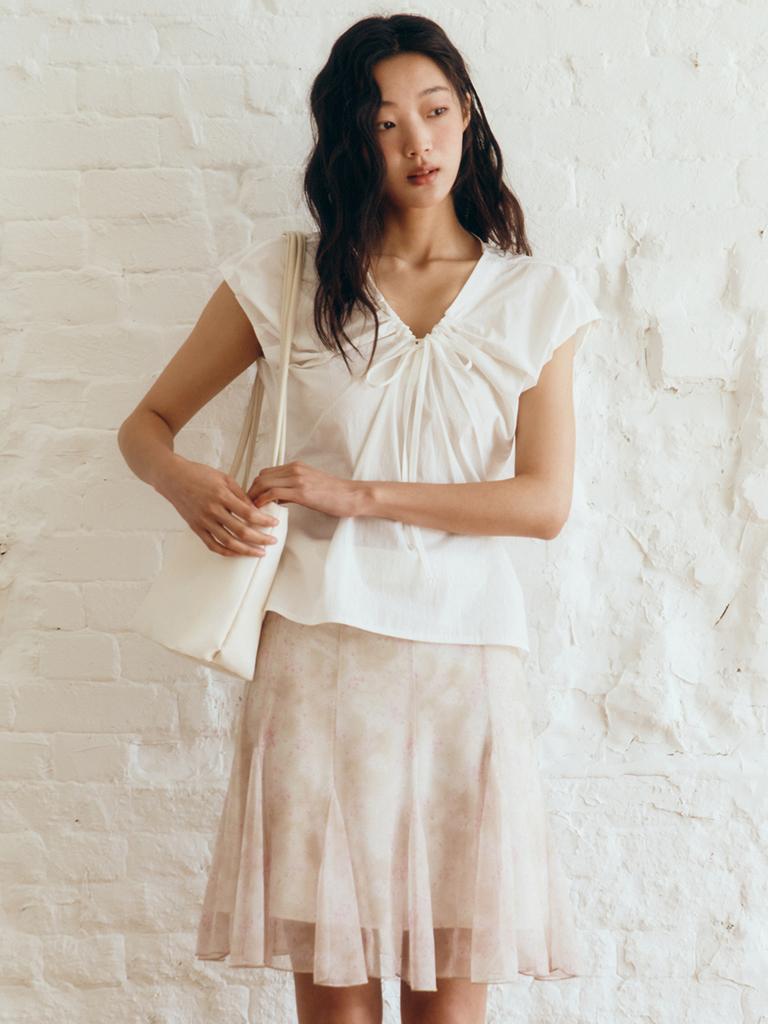 GANISONG Passage Shirring Blouse_White