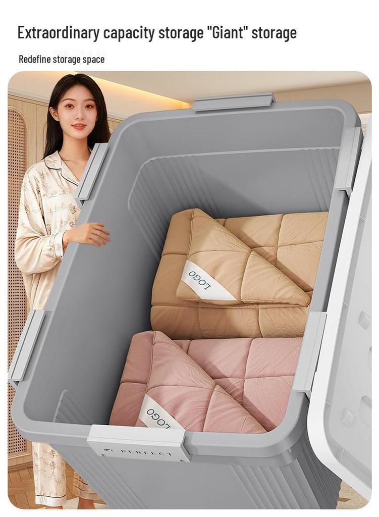 Extra Large Plastic Storage Box with Wheels for Toys, Snacks, Clothes - Thickened Container for Living Room & Bedroom