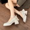 Fashion High Heels Women Bow Loafers Shoes Autumn Fashion Shallow Elegant Shoes 2025 New Classical Chunky Pumps Party Zapatillas Mujer