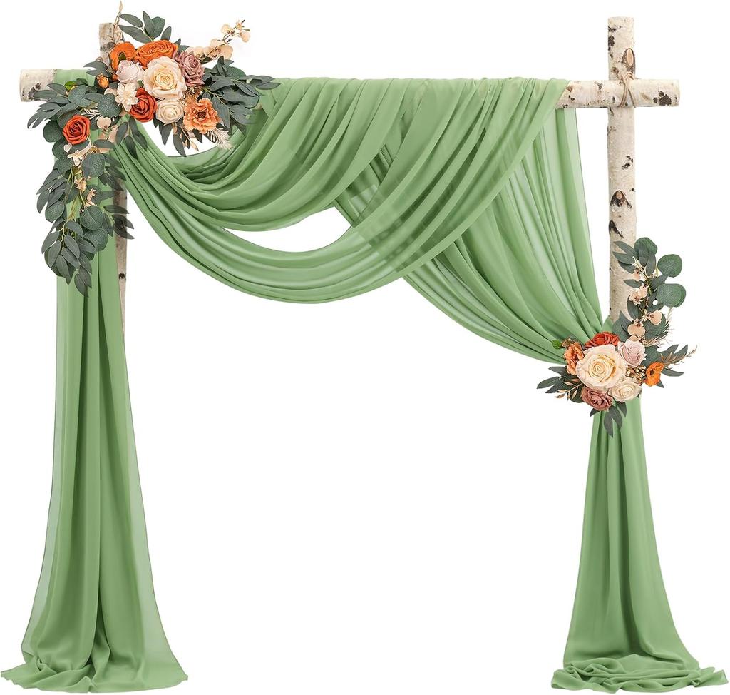 Wedding Arch Draping Fabric, 1 Panel 6/10M Champagne Sheer Backdrop Curtain Wedding Arch Decorations for Wedding Party Ceiling