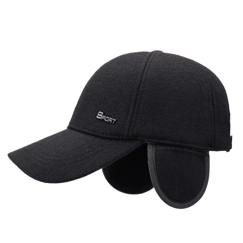 Men's Autumn Winter Baseball Cap Middle-Aged and Elderly Warm Hat Ear Protection Cotton Cap