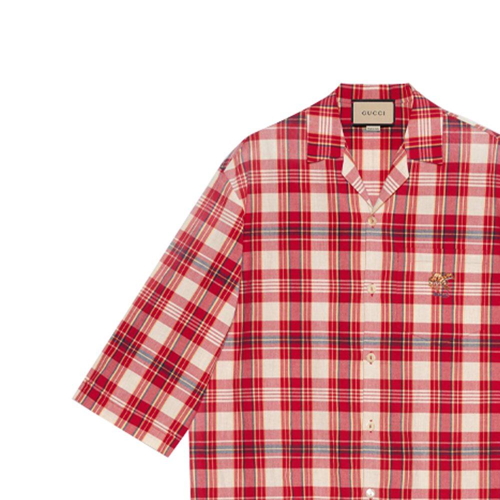 Gucci Shirts Men's Red Lapel Moderate Shirt 653446-ZAG0O-6172