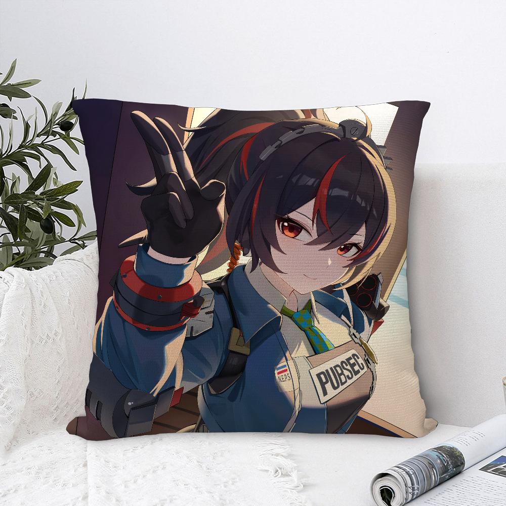 Zhu Yuan Zenless Zone Zero Pillow Case Sofa Decorative Home Double-Sided Print Plush Square Throw Pillow Covers Cushion Decor