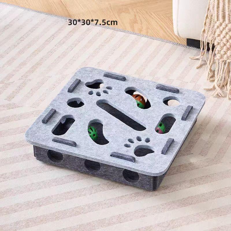 Indoor Cat Puzzle Toy Funny Felt Exercise Box with Ball Sports Entertainment Hunting Pet Maze for Cats