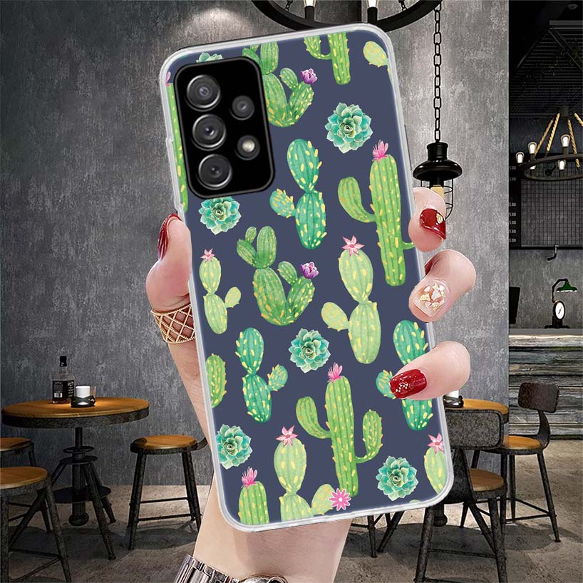 

Мультяшный кактус Зеленые растения Чехол для телефона Для Samsung Galaxy A12 A22 A32 A52 A72 A02S A51 A50S A71 A70 A31 A20S Note 20 Ultra S10 A Samsung A50S