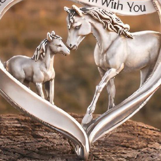 Horse Necklace for Women Heart Horse Pendant Necklace Sparkling Rhinestone Family Love Jewelry Gift for Mother Daughter Birthday Mother's Day