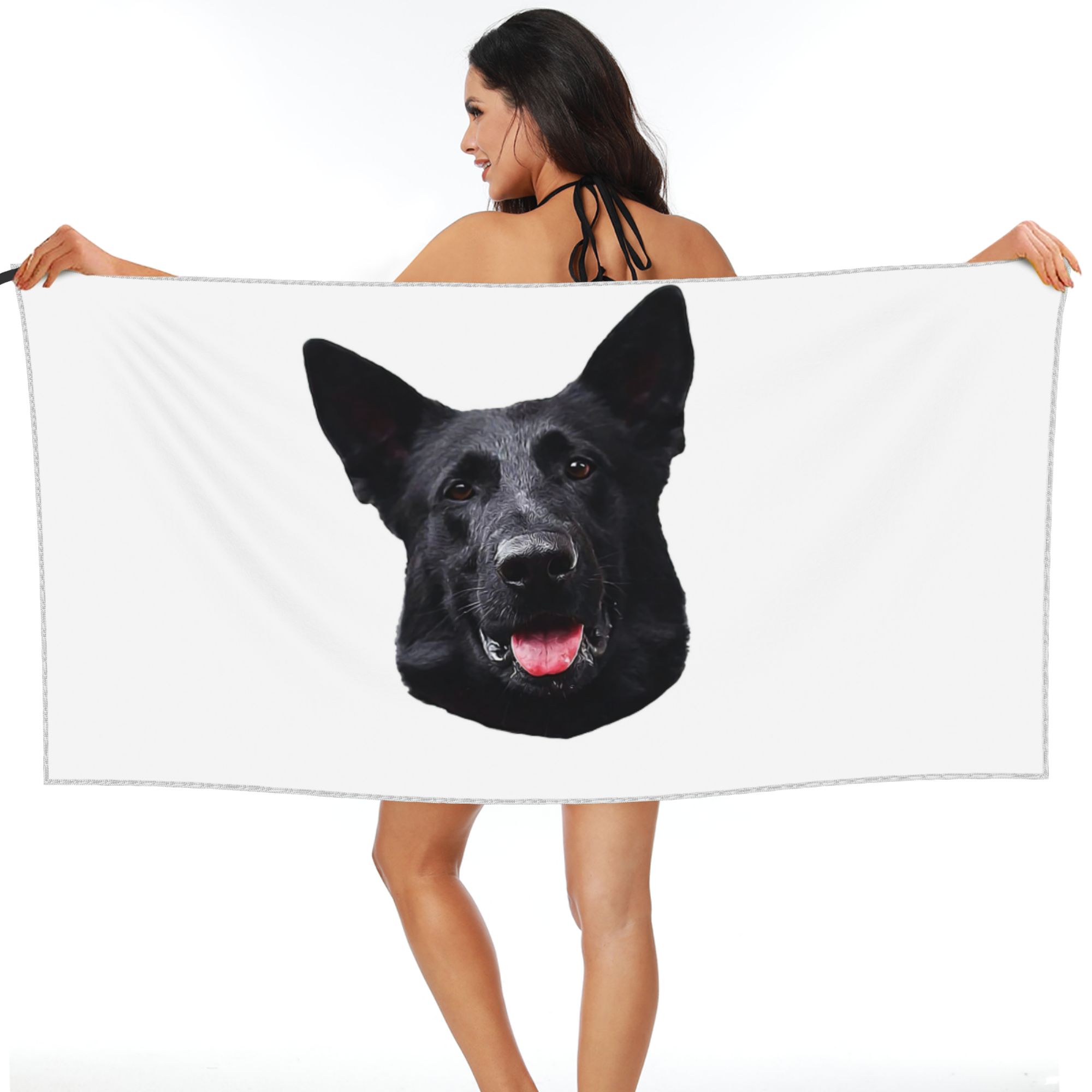 

Black German Shepherd Dog - Stunning Beach Towel Soft Microfiber Quick Dry Absorbent Quick Towels For Bath W40*H60(CM)