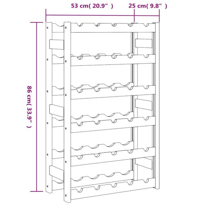 VidaXL Casier à bouteilles pour 30 bouteilles noir bois pin solide 373402