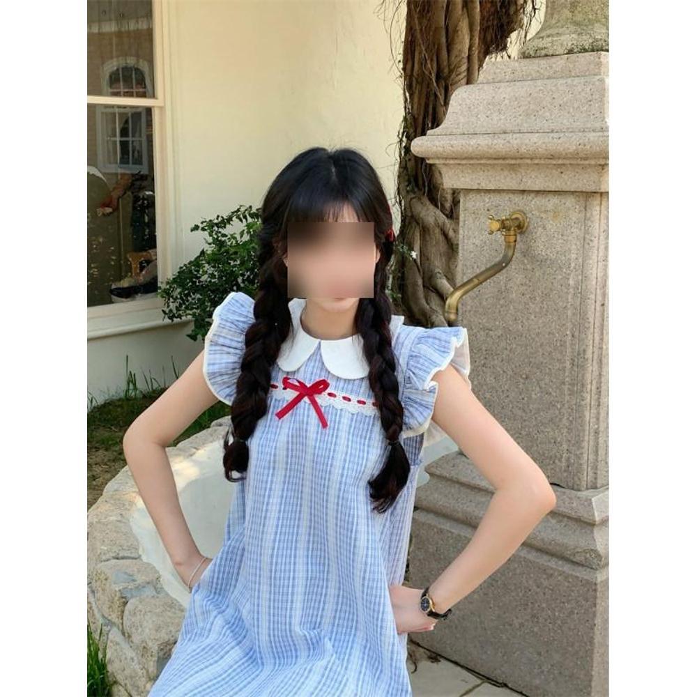 This year's popular French blue cute and sweet dress, female first love, small waist suspender puffy skirt