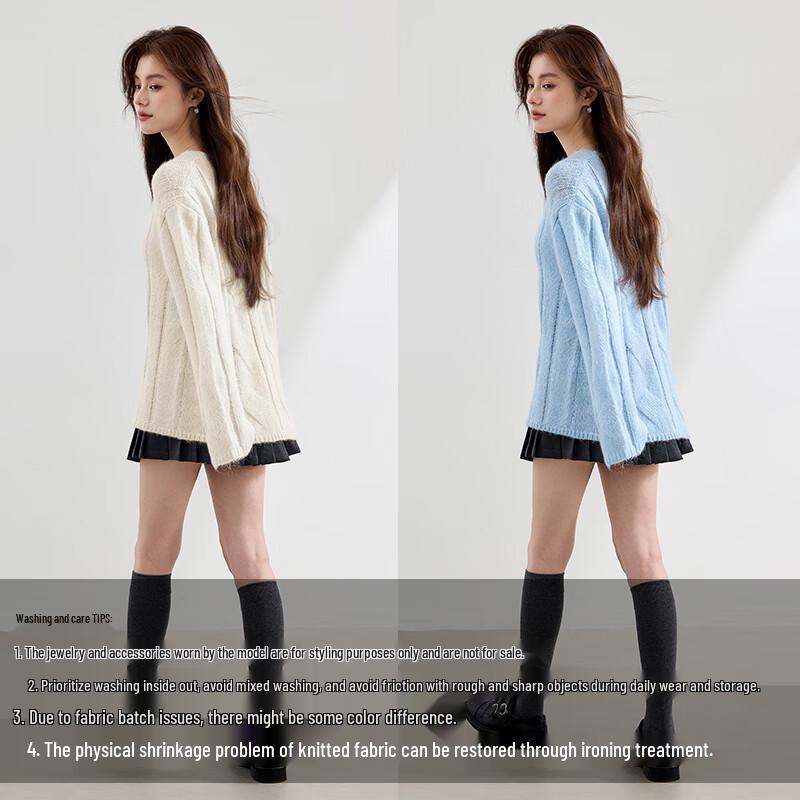 VICTORIA&VERA Women's Fall Wool Blend Round Neck Sweater