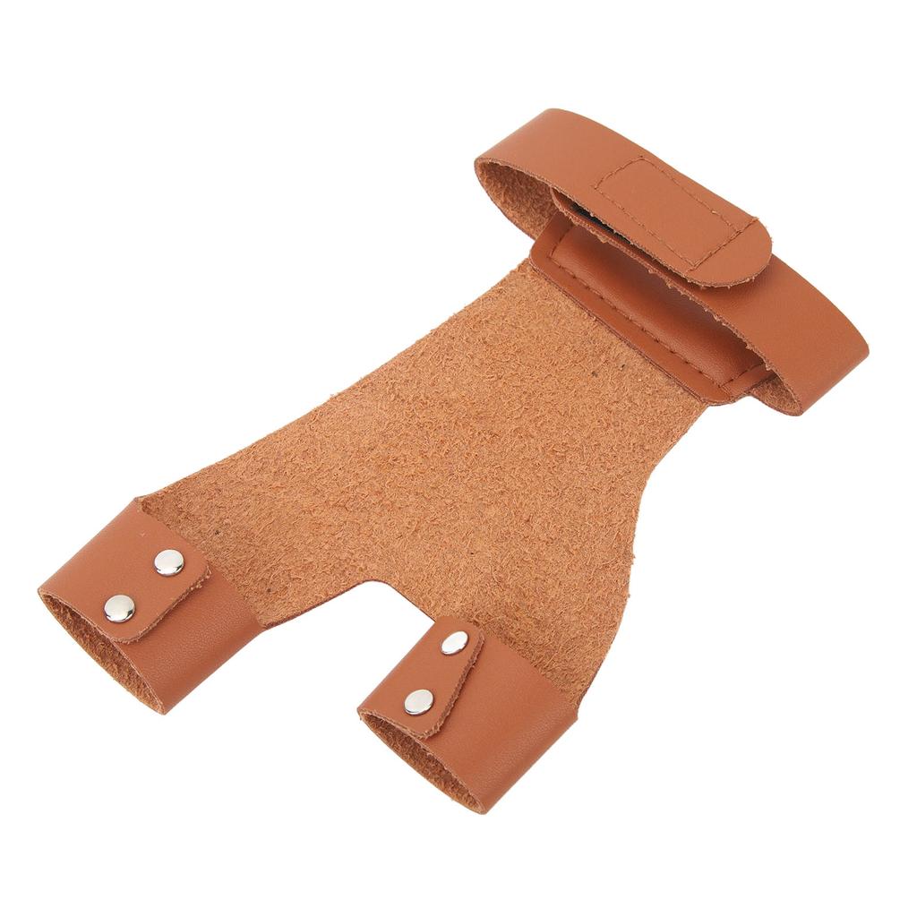 Archery Shooting Glove Brown Hand Guard PU Leather 2 Finger Protector Left Hand Protective Guard