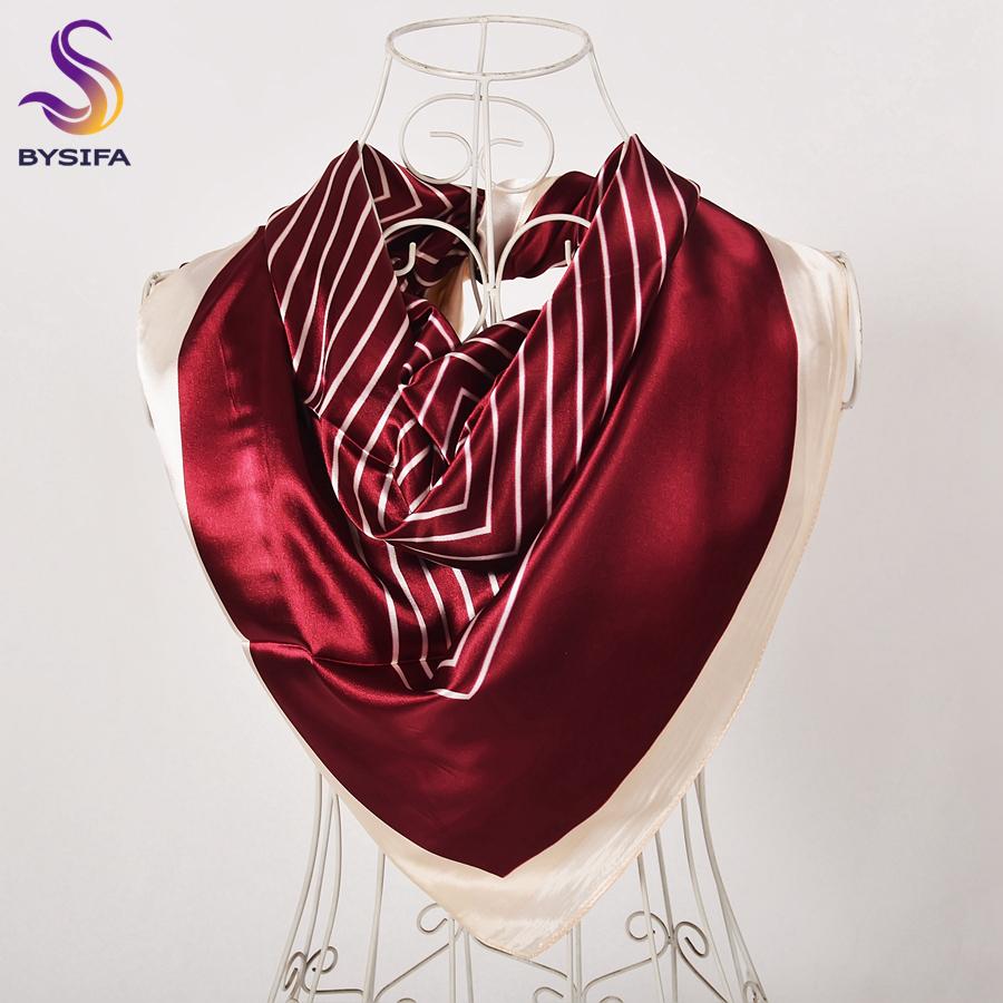 [BYSIFA] Ladies Sweet Pink Purple Square Scarves Autumn Winter Satin Scarves Muslim Headscarves 90*90cm Crepe Satin Silk Scarf