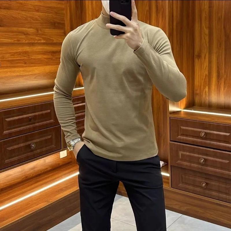 Senior Business Casual All-match Pullovers Turtleneck Solid Color Elasticity Comfortable Skin Friendly Men's Top Autumn 2024