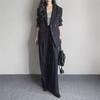 Plus Size Women's Casual & Professional Two-Piece Suit with Wide-Leg Pants