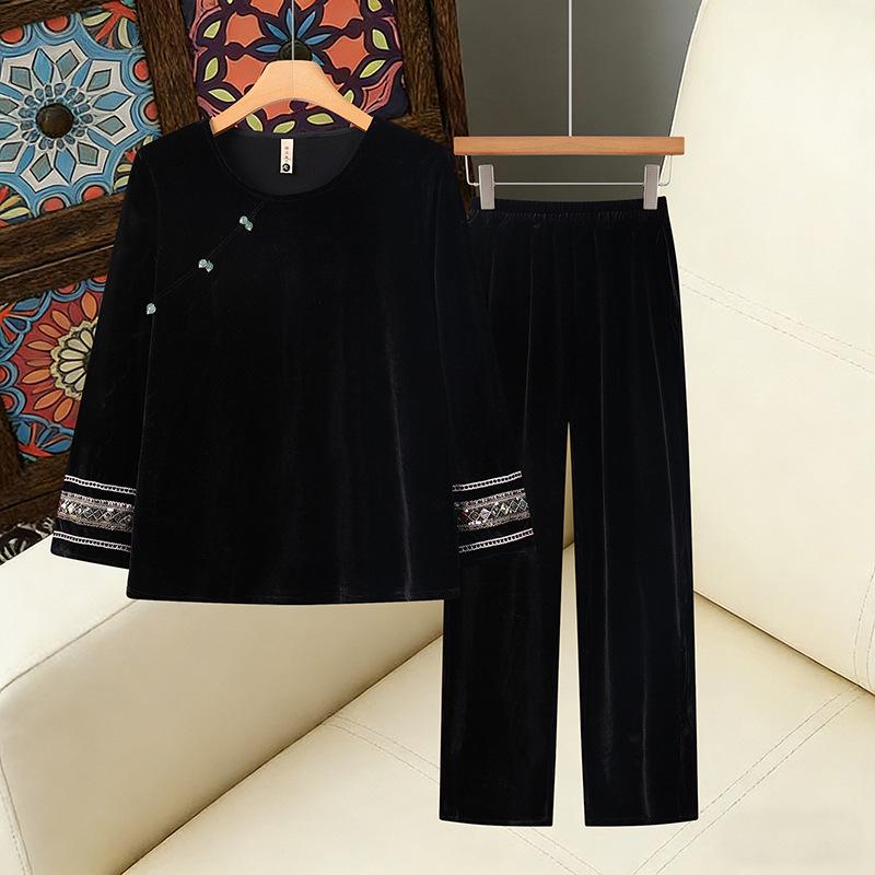 

2026 Spring/Autumn Retro Chinese Style Slimming Two-Piece Set for Women 7XL (For 85-90 kg)