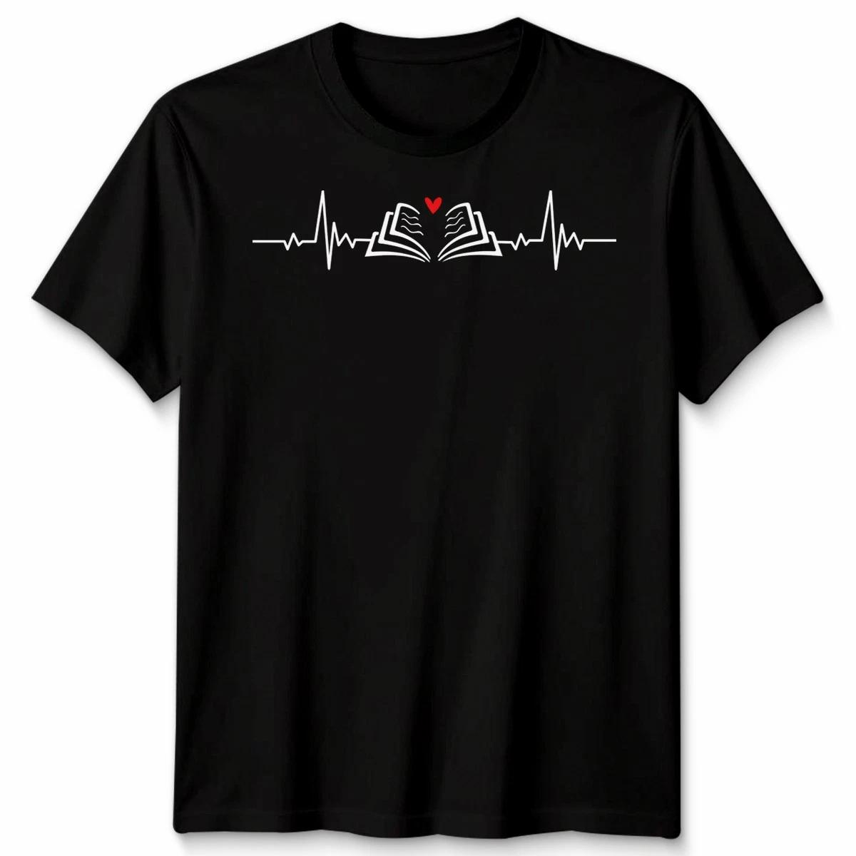 Book Heartbeat Reading Book Lover Graphic Tee Unisex Men’s T-Shirt 2XL