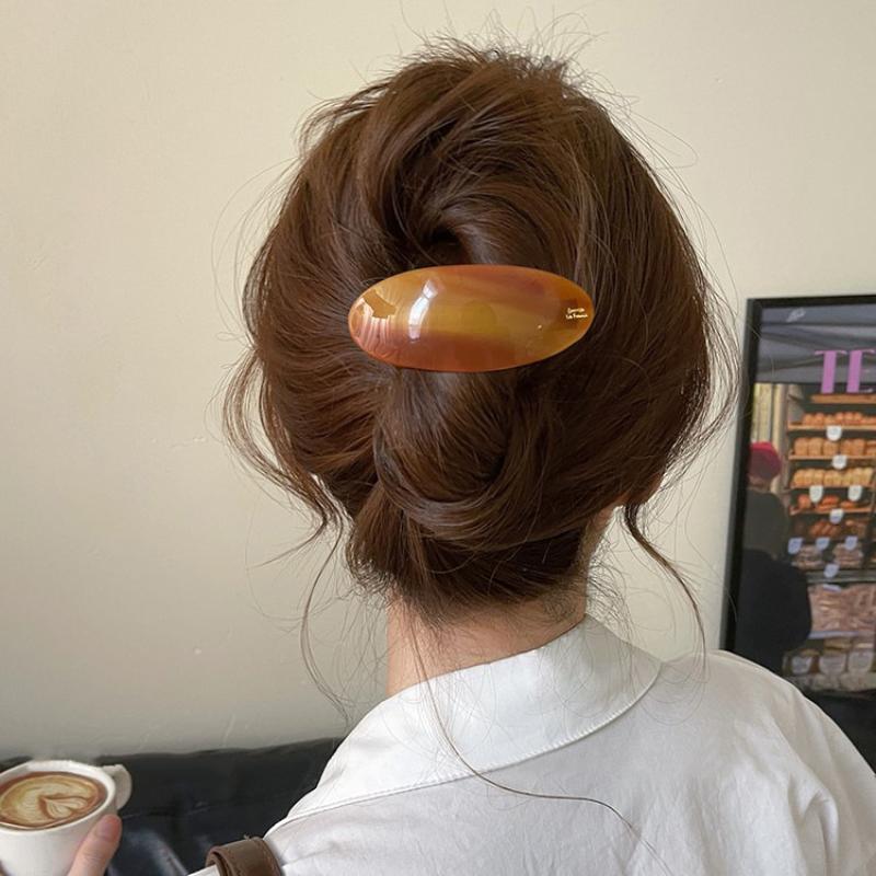 1 Pieza Pinza para el Cabello Geométrica Ovalada de Tamaño Grande Tocado Pinzas para el Cabello de Acetato Para Mujeres Pinza Francesa Accesorios para el Cabello Elípticos Brillantes