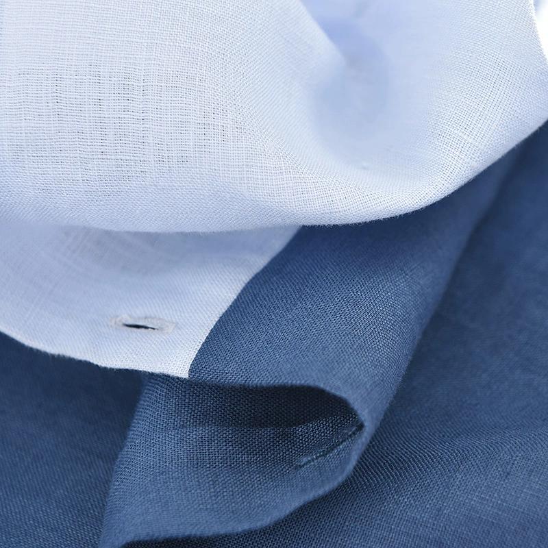 Men's Summer Splicing Thin Section Linen Short-sleeved Shirt Loose Breathable Handsome Lapel Blouse