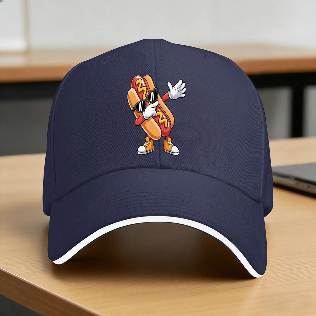 Dabbing Hotdog Dab Dance for Hotdog Lovers Baseball Cap  Fashion Unisex Men Trucker Hat Sun-Proof Print Hunting Snapback Cap