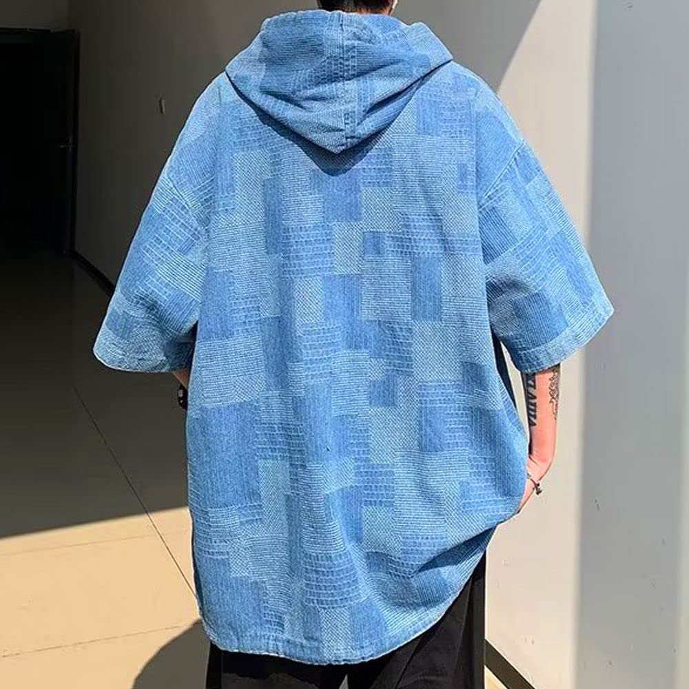 short summer loose large loose [FJLTDCP] Men's hoodie, sleeve, men's T-shirt, fit, popular, stylish, size, hooded, fit, casual, pullover, shirt,