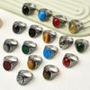 Men's/Women Many Gemstone Style 316LStainless Steel Onyx Scale Texture Rings Classic Fashion Trend Jewelry High Quality Product