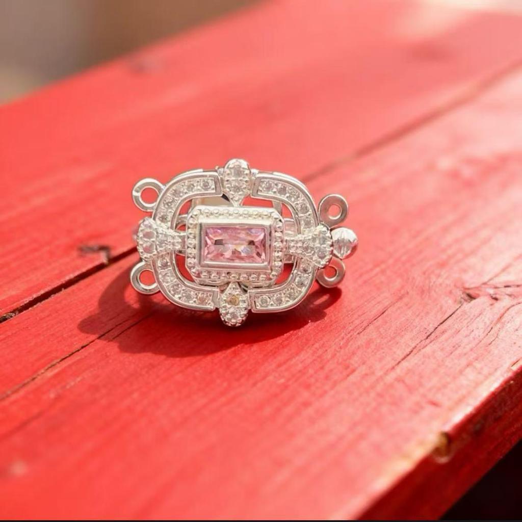 18k Gold-Plated Silver and Zircon Double-Row Necklace Bracelet with Rectangle Clasp