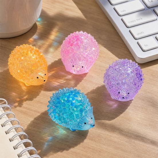 Yousheng Mini Hedgehog Squeeze Toy with Glitter, Soft Stretchy Clear Rabbit Sensory Toy, Anxiety Relief Sugar Stress Ball Fidget Toy