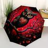 1pc Owl Heart Automatic Open/close Umbrella, 8-Rib sturdy structure, Portable Travel Umbrella, Parties, Everyday Use, Outdoor Accessory, Art