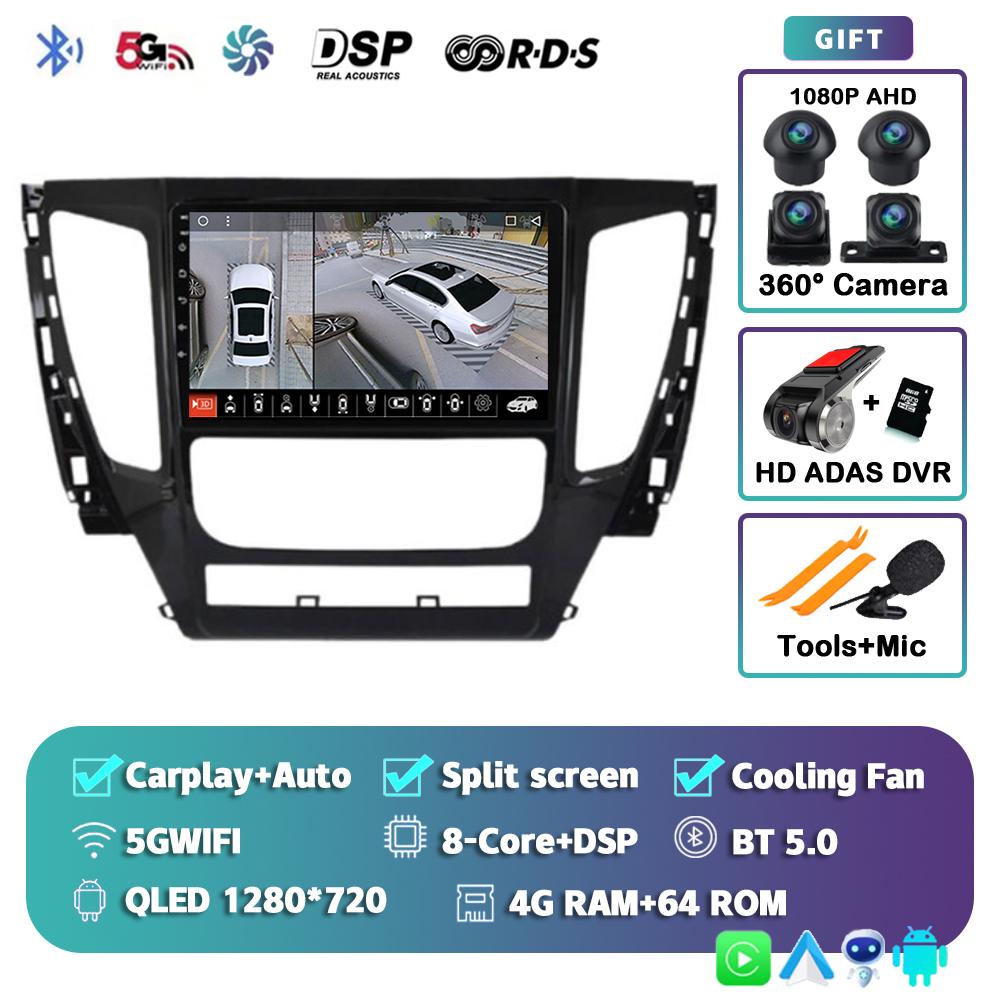 Android 14 Carplay Auto WIFI+4G For Mitsubishi Pajero Sport 3 2016 - 2018 Car Radio Multimedia Player Stereo GPS 2DIN Head Unit